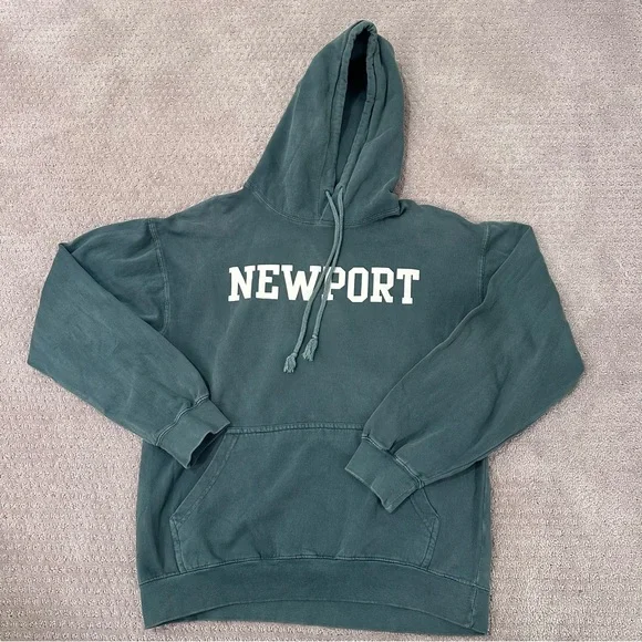 Soft As A Grape Newport RI Hoodie | Coastal Sea Glass Green Pullover Sweatshirt - Picture 4 of 8